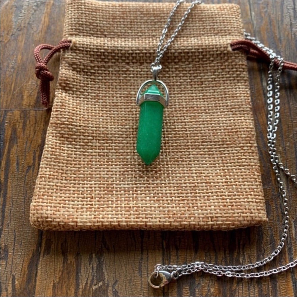 Malaysian Jade Necklace Crystal Point Necklace Boho Jewelry Hippie Necklace